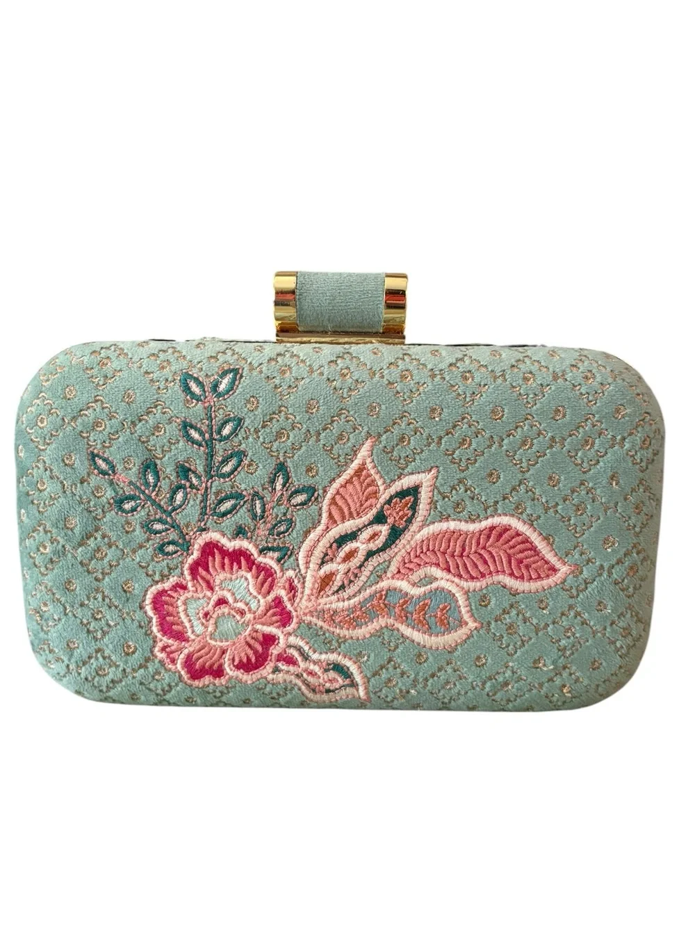 Spartina 449 Miniaudiere Embroidered Floral Velvet Box Clutch